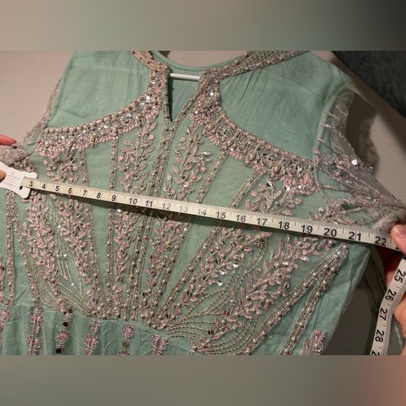 Elegant Blue, Silver, & Pearl Embroidered Anarkali - Picture 12 of 12